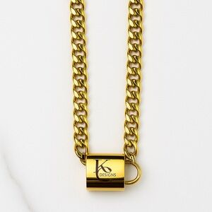 KC Chic Designs Gold Lock Chain Necklace